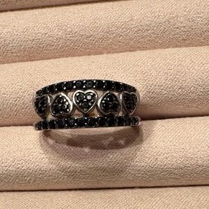 JTV Black Heart Silver Ring